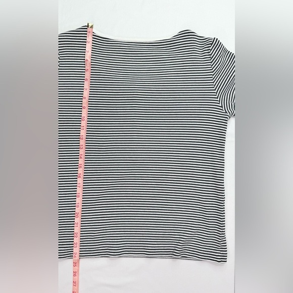 Chico's Black and White Striped Blouse 3/4 Length Sleeve Size Large - Picture 6 of 6